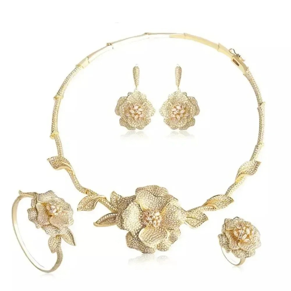 VQ Luxury Copper Flower Jewelry Set
